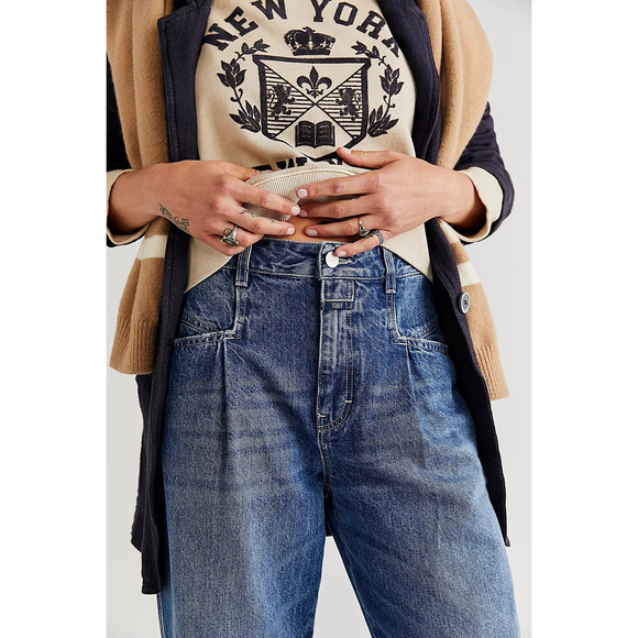 New Free People Closed Pearl Jeans $298 SIZE 26 High-Rise Tapered Retro Inspired - Picture 2 of 5